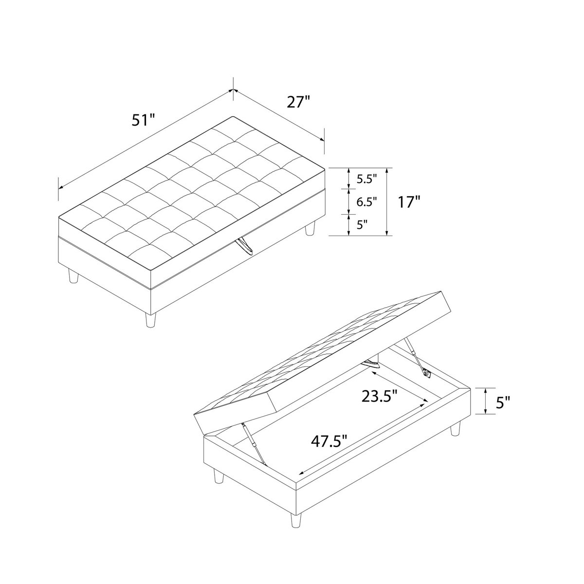 Hashtag Home Bozeman 51'' Wide Velvet Tufted Rectangle Storage Ottoman